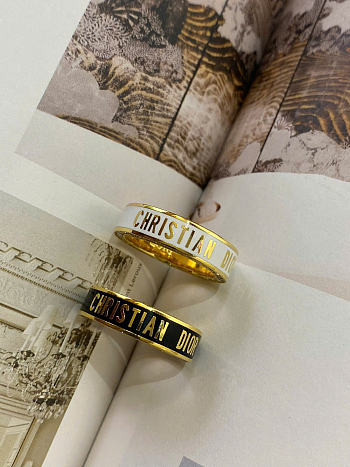 Dior Night Code Ring Gold-Finish Metal, Crystals and Black/White Lacquer R2278WOMLQ