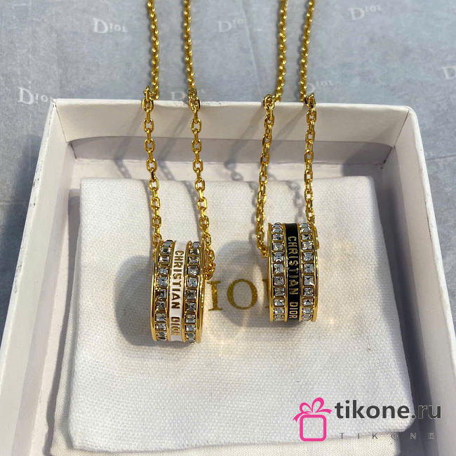 Dior Night Code Necklace Gold-Finish Metal, Crystals and Black/White Lacquer - 1