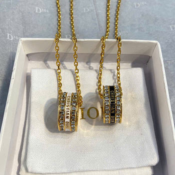 Dior Night Code Necklace Gold-Finish Metal, Crystals and Black/White Lacquer