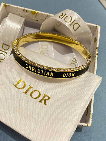Dior Night Code Bangle Gold-Finish Metal, Crystals and Black Lacquer