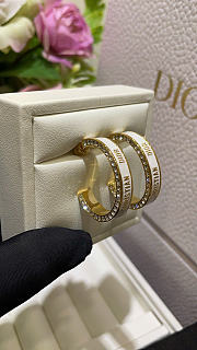 Dior Large Night Code Hoop Earrings Gold-Finish Metal, Crystals and White Lacquer - 1