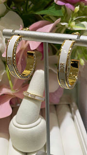 Dior Large Night Code Hoop Earrings Gold-Finish Metal, Crystals and White Lacquer - 6