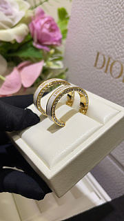Dior Large Night Code Hoop Earrings Gold-Finish Metal, Crystals and White Lacquer - 5