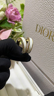 Dior Large Night Code Hoop Earrings Gold-Finish Metal, Crystals and White Lacquer - 4