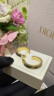 Dior Large Night Code Hoop Earrings Gold-Finish Metal, Crystals and Black Lacquer - 6