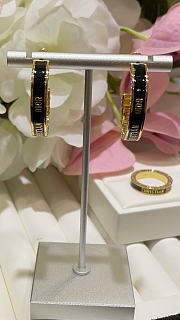 Dior Large Night Code Hoop Earrings Gold-Finish Metal, Crystals and Black Lacquer - 4