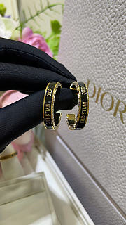 Dior Large Night Code Hoop Earrings Gold-Finish Metal, Crystals and Black Lacquer - 3