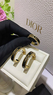 Dior Large Night Code Hoop Earrings Gold-Finish Metal, Crystals and Black Lacquer - 2