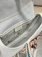 Dioramour Small Saddle Bag with Strap White Lambskin with Multicolor Revolution Flowers Motif - 20x16x5cm - 6