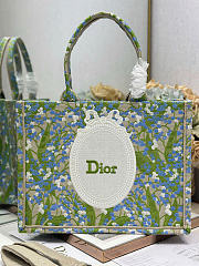 Medium Dior Book Tote with Strap Multicolor Lily of the Valley Embroidery with Dior Médaillon - 36x27.5x16.5cm - 3
