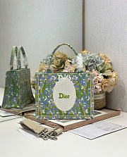 Small Dior Book Tote with Strap Multicolor Lily of the Valley Embroidery with Dior Médaillon - 26.5x22x14cm - 1