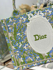 Small Dior Book Tote with Strap Multicolor Lily of the Valley Embroidery with Dior Médaillon - 26.5x22x14cm - 2