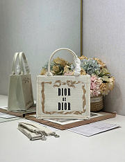 Small Dior Book Tote with Strap Beige, Pink and Black Book Cover Embroidery - 26.5x22x14cm - 1