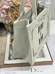 Small Dior Book Tote with Strap Beige, Pink and Black Book Cover Embroidery - 26.5x22x14cm - 6