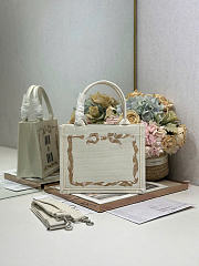 Small Dior Book Tote with Strap Beige, Pink and Black Book Cover Embroidery - 26.5x22x14cm - 5