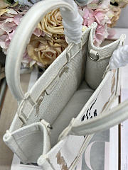 Small Dior Book Tote with Strap Beige, Pink and Black Book Cover Embroidery - 26.5x22x14cm - 4