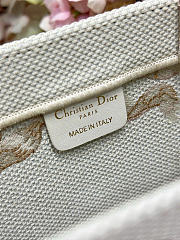 Small Dior Book Tote with Strap Beige, Pink and Black Book Cover Embroidery - 26.5x22x14cm - 3