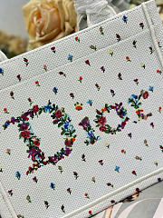 Dioramour Small Dior Book Tote with Strap White Multicolor Revolution Flowers Embroidery M1404PEHW_M933 - 26.5x22x14cm - 6