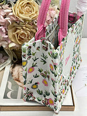 Small Dior Book Tote with Strap White Multicolor Daisy Garden Embroidery with Dior Medaillon - 26.5x22x14cm - 4