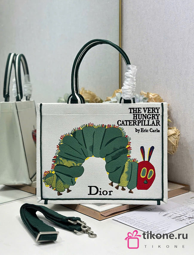 Medium Dior Book Tote with Strap Multicolor Book Cover Embroidery - 36x27.5x16.5cm - 1