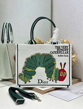 Medium Dior Book Tote with Strap Multicolor Book Cover Embroidery - 36x27.5x16.5cm