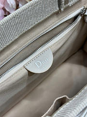 Medium Dior Book Tote with Strap Beige Embroidery and White Woven Grosgrain Ribbon - 36x27.5x16.5cm - 5