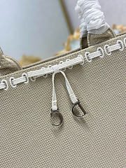 Medium Dior Book Tote with Strap Beige Embroidery and White Woven Grosgrain Ribbon - 36x27.5x16.5cm - 3