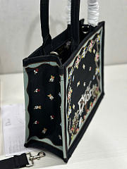 Dioramour Medium Dior Book Tote with Strap Black Multicolor Revolution Flowers Embroidery - 36x27.5x16.5cm - 6