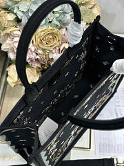 Dioramour Medium Dior Book Tote with Strap Black Multicolor Revolution Flowers Embroidery - 36x27.5x16.5cm - 4