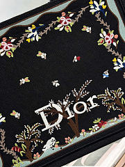 Dioramour Medium Dior Book Tote with Strap Black Multicolor Revolution Flowers Embroidery - 36x27.5x16.5cm - 3