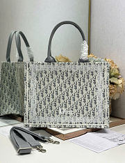 Medium Dior Book Tote with Strap Latte and Gray Dior Oblique Embroidery and White Lace - 36x27.5x16.5 cm - 1