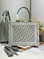 Medium Dior Book Tote with Strap Latte and Gray Dior Oblique Embroidery and White Lace - 36x27.5x16.5 cm - 3