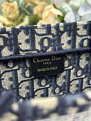 Medium Dior Book Tote with Strap Blue Dior Oblique Embroidery and White Lace - 36x27.5x16.5cm - 3