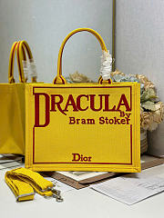 Medium Dior Book Tote with Strap Yellow and Red Book Cover Embroidery - 36x31.5x14cm - 3