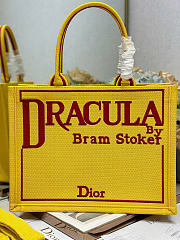 Medium Dior Book Tote with Strap Yellow and Red Book Cover Embroidery - 36x31.5x14cm - 2