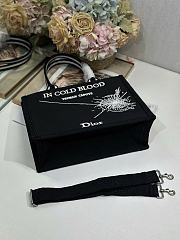 Medium Dior Book Tote with Strap Black and White Book Cover Embroidery - 36x31.5x14cm - 4