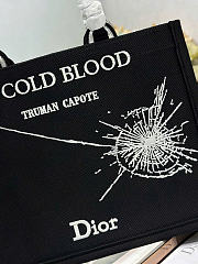 Medium Dior Book Tote with Strap Black and White Book Cover Embroidery - 36x31.5x14cm - 5