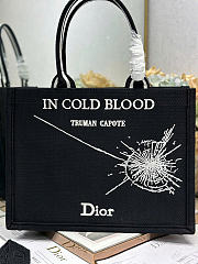 Medium Dior Book Tote with Strap Black and White Book Cover Embroidery - 36x31.5x14cm - 2