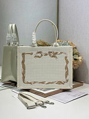 Medium Dior Book Tote with Strap Beige, Pink and Black Book Cover Embroidery - 36x27.5x16.5cm - 4