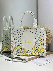 Medium Dior Book Tote with Strap Buttercup Dior Embroidery and White Dior Médaillon - 36x27.5x16.5cm - 5