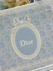 Small Dior Book Tote with Strap Céleste Blue Dior Oblique Washed Embroidery and Ecru Dior Médaillon - 26.5x22x14cm - 2