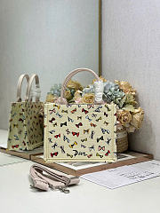 Dioriviera Small Dior Book Tote with Strap Latte Multicolor Dior Bows Embroidery - 26.5x22x14cm - 1