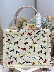 Dioriviera Small Dior Book Tote with Strap Latte Multicolor Dior Bows Embroidery - 26.5x22x14cm - 3