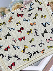 Dioriviera Small Dior Book Tote with Strap Latte Multicolor Dior Bows Embroidery - 26.5x22x14cm - 2