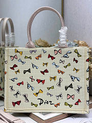 Dioriviera Medium Dior Book Tote with Strap Latte Multicolor Dior Bows Embroidery - 36x27.5x16.5cm - 3