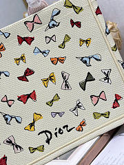 Dioriviera Medium Dior Book Tote with Strap Latte Multicolor Dior Bows Embroidery - 36x27.5x16.5cm - 4