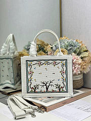 Dioramour Small Dior Book Tote with Strap White Multicolor Revolution Flowers Embroidery M1404PEHX_M933 - 26.5x22x14cm - 1