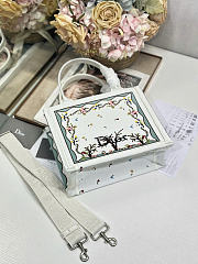 Dioramour Small Dior Book Tote with Strap White Multicolor Revolution Flowers Embroidery M1404PEHX_M933 - 26.5x22x14cm - 5