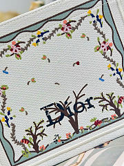 Dioramour Small Dior Book Tote with Strap White Multicolor Revolution Flowers Embroidery M1404PEHX_M933 - 26.5x22x14cm - 2