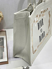 Large Dior Book Tote Beige, Pink and Black Book Cover Embroidery - 42x35x18cm - 5